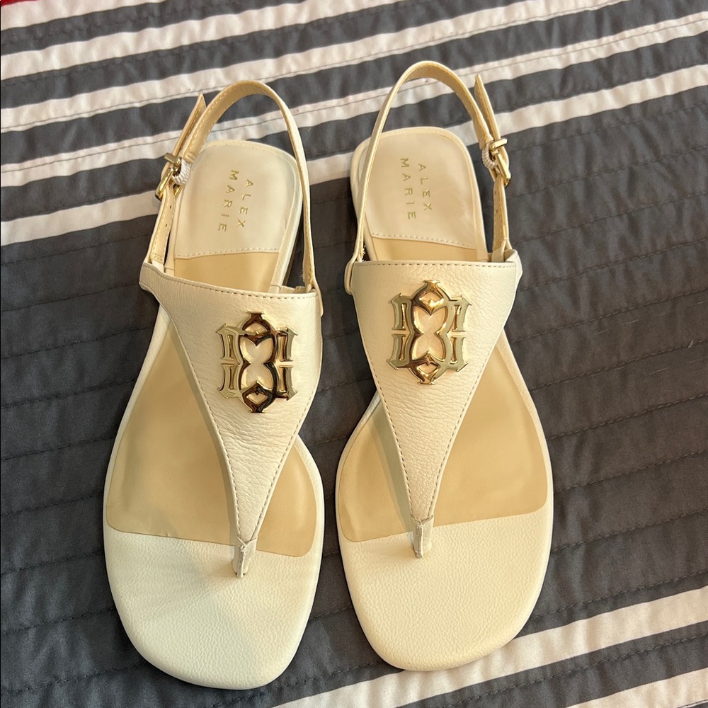 Alex Marie Women's White and Gold Sandals